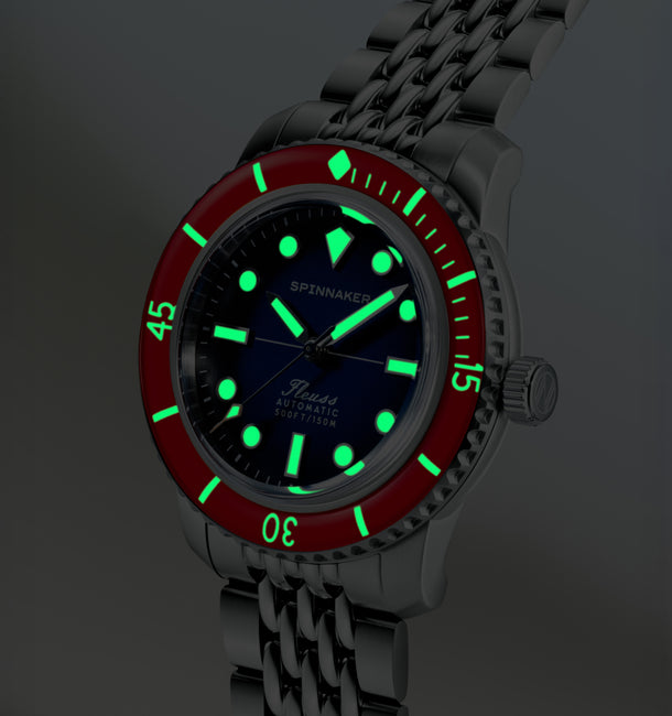 Люминесценция часов Spinnaker Fleuss 40 Royal Splash SP-5133-DD