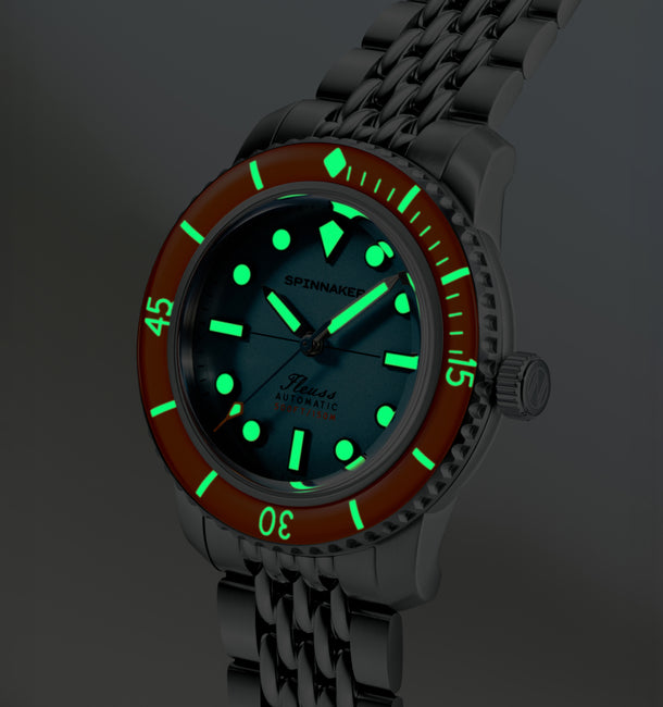 Люминесценция часов Spinnaker Fleuss 40 Teal Mirage SP-5133-CC