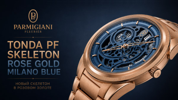 Parmigiani Fleurier Tonda PF Skeleton Rose Gold Milano Blue: новый скелетон в розовом золоте